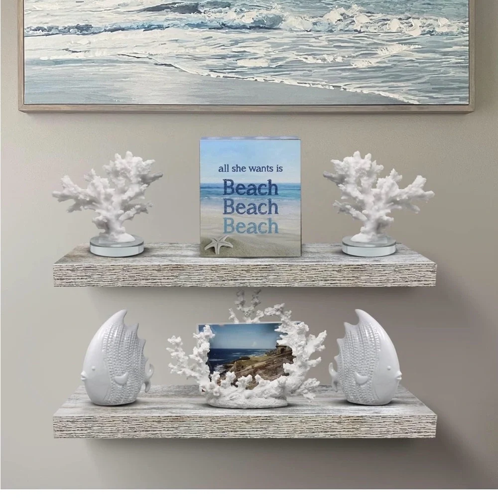 NIB Sorbus Floating Wall Shelves - 2 Pack 24 X 9 Inch Rustic Home Decor